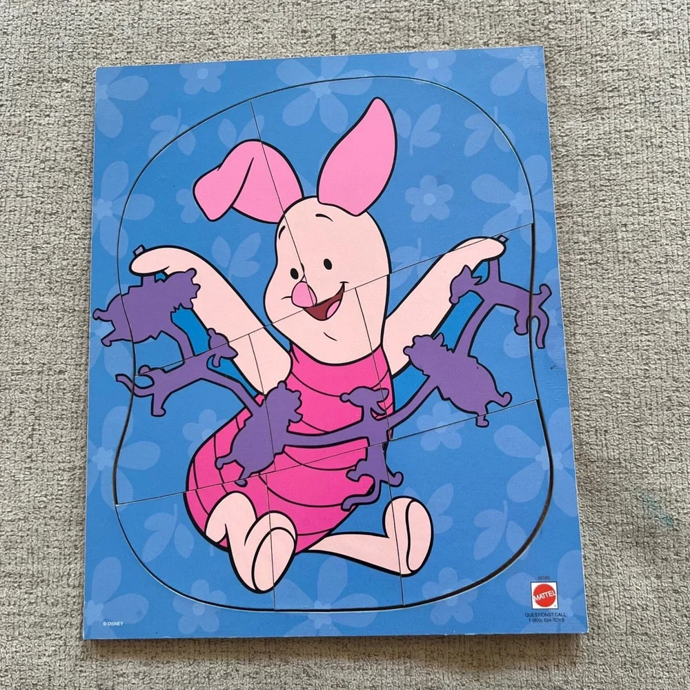 Vintage Disney Piglet Wooden Tray Puzzle Mattel 42595 Winnie the Pooh 7 Piece